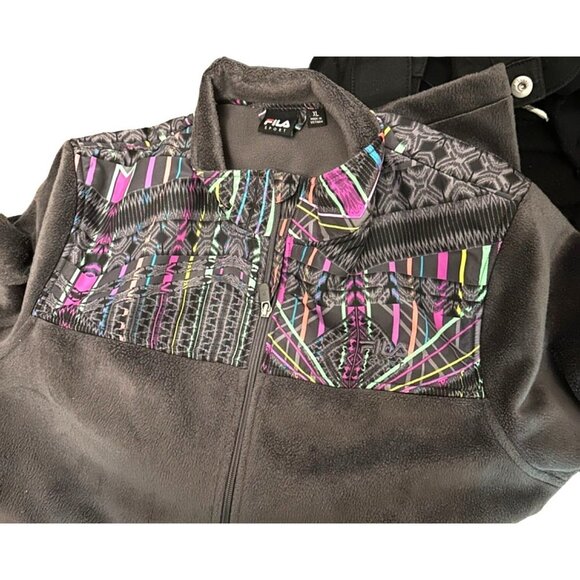 Fila Sport Women's Long Sleeve Fake Fur Back Polyester Jacket Size XL Grey - Picture 5 of 10